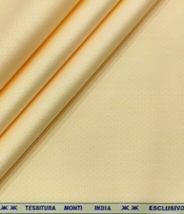 Tessitura Monti Men's Giza Cotton Structured  Unstitched Shirting Fabric (Light Yellow)