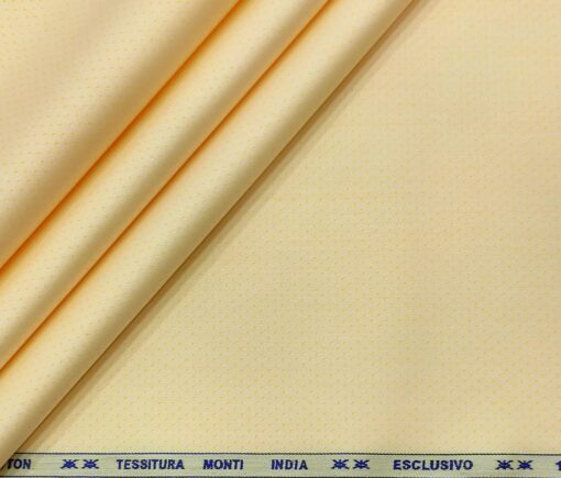 Tessitura Monti Men's Giza Cotton Structured  Unstitched Shirting Fabric (Light Yellow)