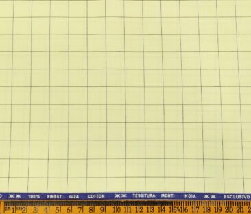 Tessitura Monti Men's Giza Cotton Checks  Unstitched Shirting Fabric (Banana Yellow)