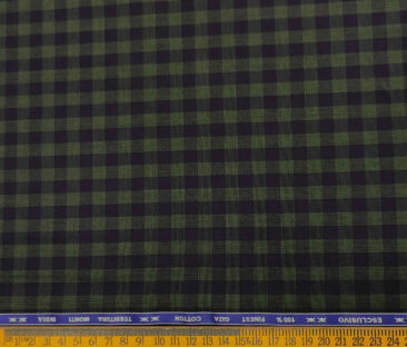 Tessitura Monti Men's Giza Cotton Checks  Unstitched Shirting Fabric (Dark Blue & Green)