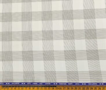 Tessitura Monti Men's Giza Cotton Checks  Unstitched Shirting Fabric (White)