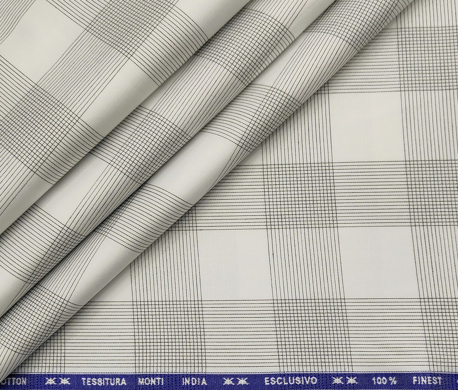 Tessitura Monti Men S Giza Cotton Checks Unstitched Shirting Fabric White Tessitura Monti Men S Giza Cotton Checks Unstitched Shirting Fabric White