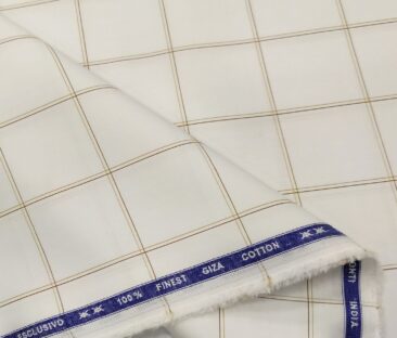 Tessitura Monti Men's Giza Cotton Checks  Unstitched Shirting Fabric (White)