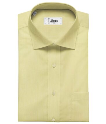 Tessitura Monti Men's Giza Cotton Solids  Unstitched Shirting Fabric (Light Yellow)