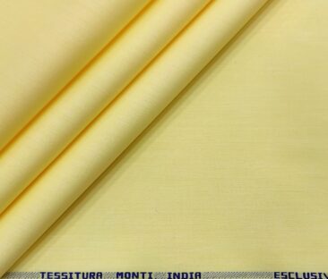 Tessitura Monti Men's Giza Cotton Solids  Unstitched Shirting Fabric (Light Yellow)