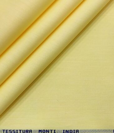 Tessitura Monti Men's Giza Cotton Solids  Unstitched Shirting Fabric (Light Yellow)
