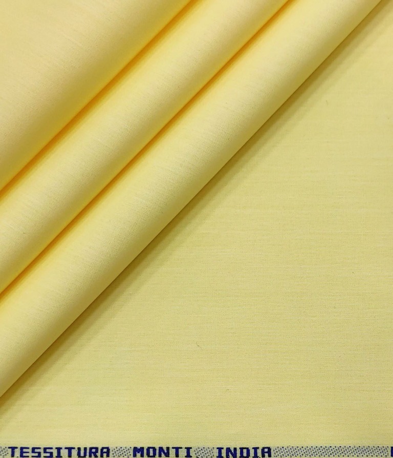Tessitura Monti Men's Giza Cotton Solids  Unstitched Shirting Fabric (Light Yellow)