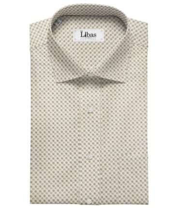 Pee Gee Men's Cotton Printed  Unstitched Shirting Fabric (Milky White)