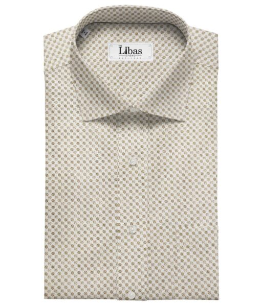 Pee Gee Men's Cotton Printed  Unstitched Shirting Fabric (Milky White)