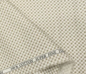 Pee Gee Men's Cotton Printed  Unstitched Shirting Fabric (Milky White)
