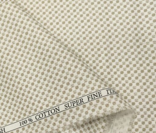 Pee Gee Men's Cotton Printed  Unstitched Shirting Fabric (Milky White)