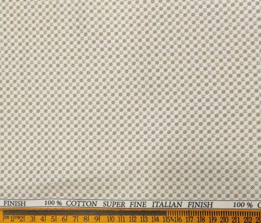 Pee Gee Men's Cotton Printed  Unstitched Shirting Fabric (Milky White)