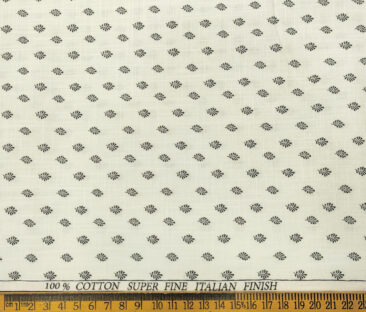 Pee Gee Men's Cotton Printed  Unstitched Shirting Fabric (White & Black)