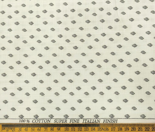 Pee Gee Men's Cotton Printed  Unstitched Shirting Fabric (White & Black)