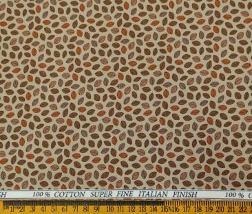 Pee Gee Men's Cotton Printed  Unstitched Shirting Fabric (Beige & Brown)