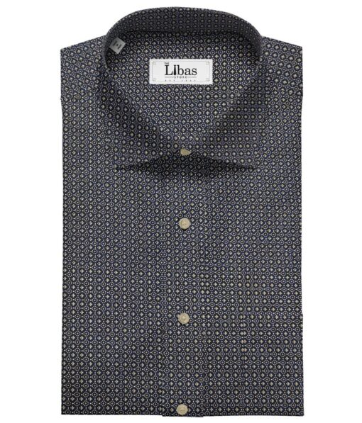 Pee Gee Men's Cotton Printed  Unstitched Shirting Fabric (Dark Blue)