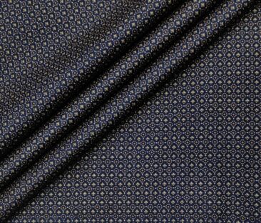 Pee Gee Men's Cotton Printed  Unstitched Shirting Fabric (Dark Blue)