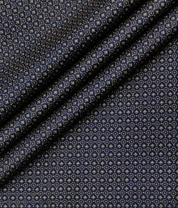 Pee Gee Men's Cotton Printed  Unstitched Shirting Fabric (Dark Blue)