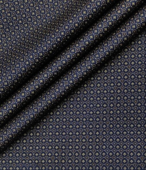 Pee Gee Men's Cotton Printed  Unstitched Shirting Fabric (Dark Blue)