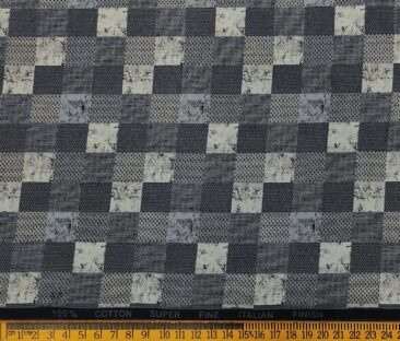 Pee Gee Men's Cotton Printed  Unstitched Shirting Fabric (Dark Blue)