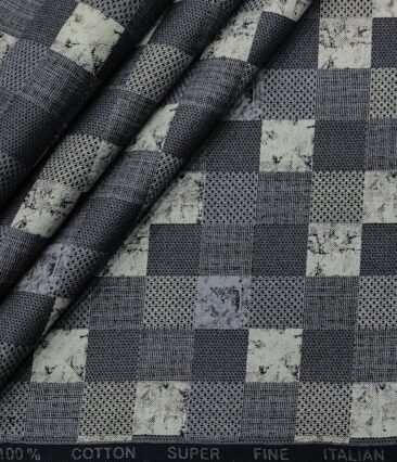 Pee Gee Men's Cotton Printed  Unstitched Shirting Fabric (Dark Blue)