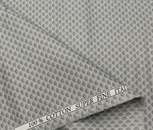 Pee Gee Men's Cotton Printed  Unstitched Shirting Fabric (Light Grey)
