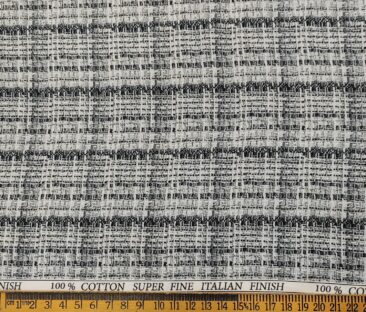 Pee Gee Men's Cotton Printed  Unstitched Shirting Fabric (White & Black)