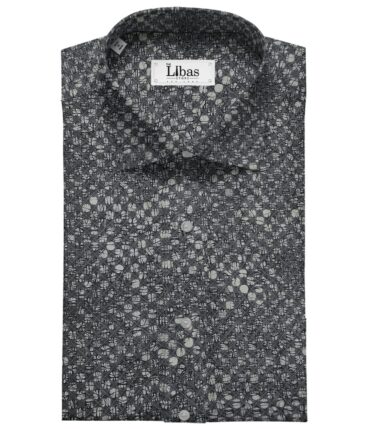 Pee Gee Men's Cotton Printed  Unstitched Shirting Fabric (Blackish Grey)