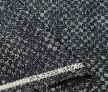 Pee Gee Men's Cotton Printed  Unstitched Shirting Fabric (Blackish Grey)
