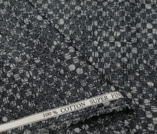 Pee Gee Men's Cotton Printed  Unstitched Shirting Fabric (Blackish Grey)