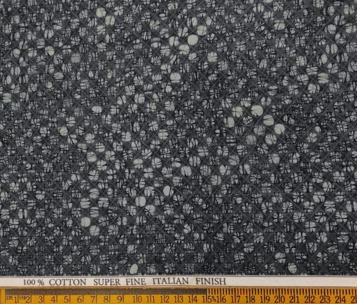 Pee Gee Men's Cotton Printed  Unstitched Shirting Fabric (Blackish Grey)