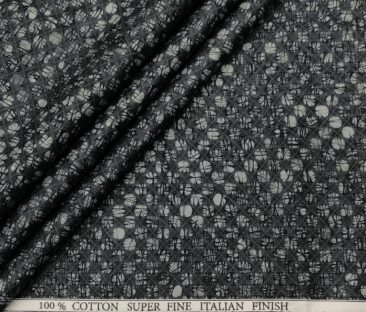 Pee Gee Men's Cotton Printed  Unstitched Shirting Fabric (Blackish Grey)