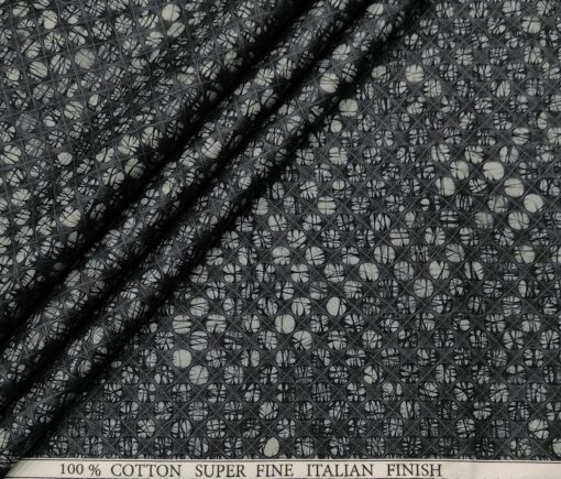 Pee Gee Men's Cotton Printed  Unstitched Shirting Fabric (Blackish Grey)