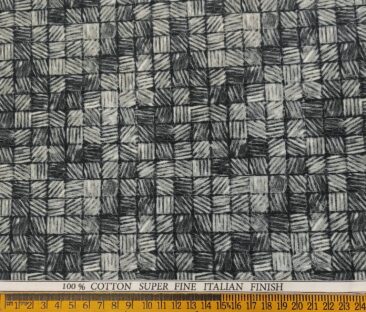 Pee Gee Men's Cotton Printed  Unstitched Shirting Fabric (Grey & Black)