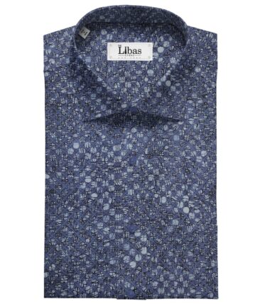Pee Gee Men's Cotton Printed  Unstitched Shirting Fabric (Dark Blue)