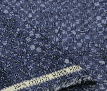 Pee Gee Men's Cotton Printed  Unstitched Shirting Fabric (Dark Blue)