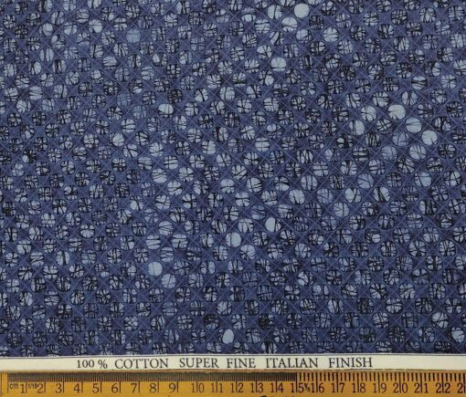 Pee Gee Men's Cotton Printed  Unstitched Shirting Fabric (Dark Blue)