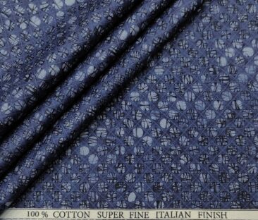 Pee Gee Men's Cotton Printed  Unstitched Shirting Fabric (Dark Blue)