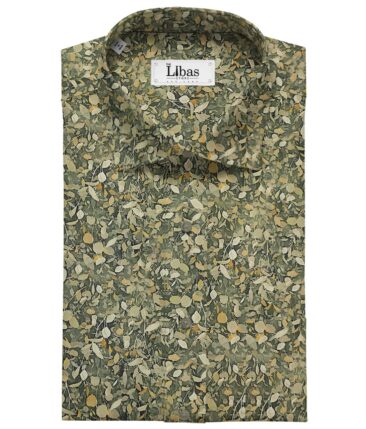 Pee Gee Men's Cotton Printed  Unstitched Shirting Fabric (Dark Green)