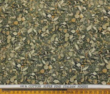 Pee Gee Men's Cotton Printed  Unstitched Shirting Fabric (Dark Green)