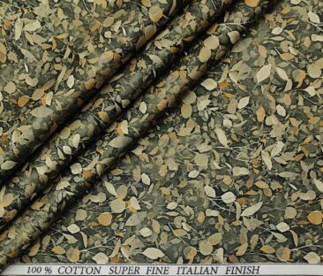 Pee Gee Men's Cotton Printed  Unstitched Shirting Fabric (Dark Green)