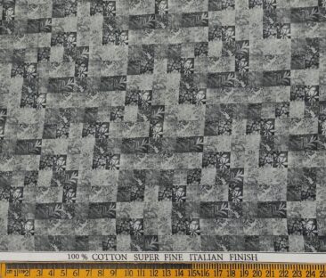 Pee Gee Men's Cotton Printed  Unstitched Shirting Fabric (Dark Grey)