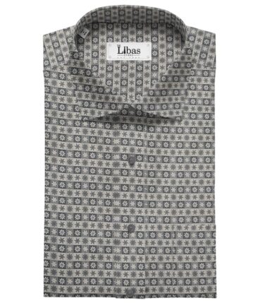 Pee Gee Men's Cotton Printed  Unstitched Shirting Fabric (Grey)