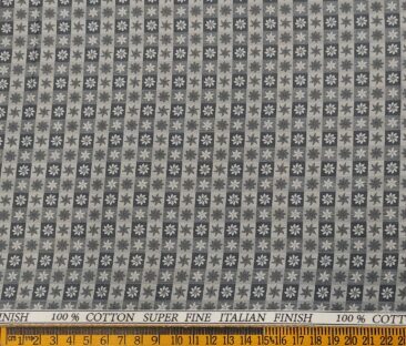 Pee Gee Men's Cotton Printed  Unstitched Shirting Fabric (Grey)
