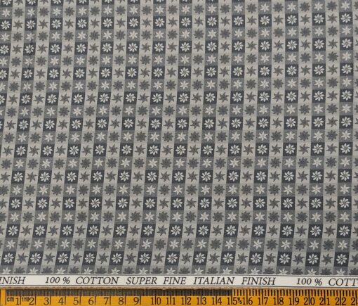 Pee Gee Men's Cotton Printed  Unstitched Shirting Fabric (Grey)