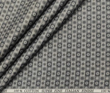 Pee Gee Men's Cotton Printed  Unstitched Shirting Fabric (Grey)