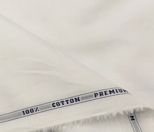 Raymond Men's Cotton Solids  Unstitched Shirting Fabric (White)
