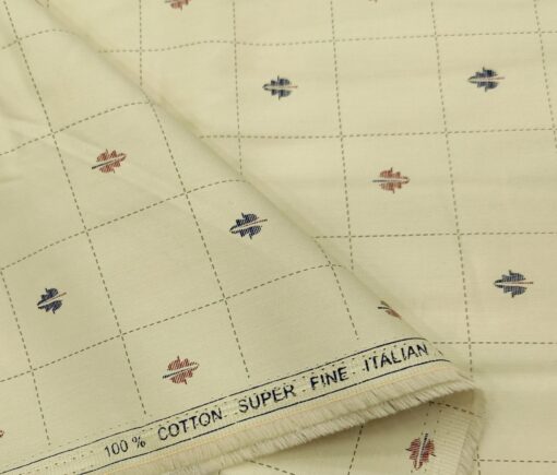 Rendell Grant Men's Cotton Printed  Unstitched Shirting Fabric (Beige)