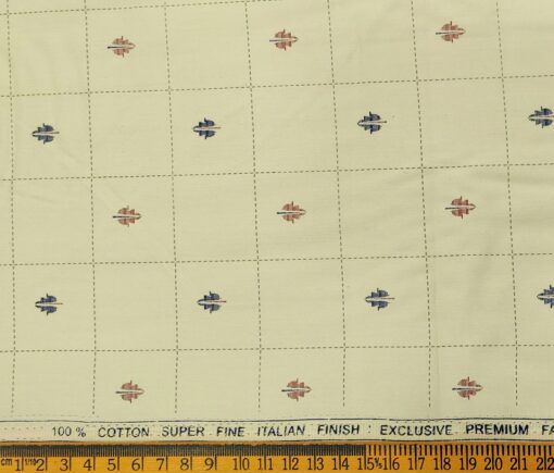 Rendell Grant Men's Cotton Printed  Unstitched Shirting Fabric (Beige)