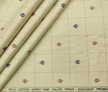 Rendell Grant Men's Cotton Printed  Unstitched Shirting Fabric (Beige)